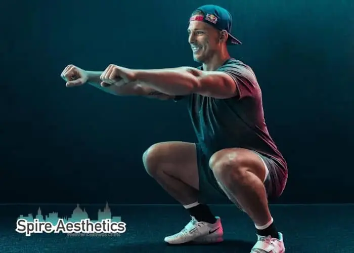 Image of man build leg muscle Wembley through exercise